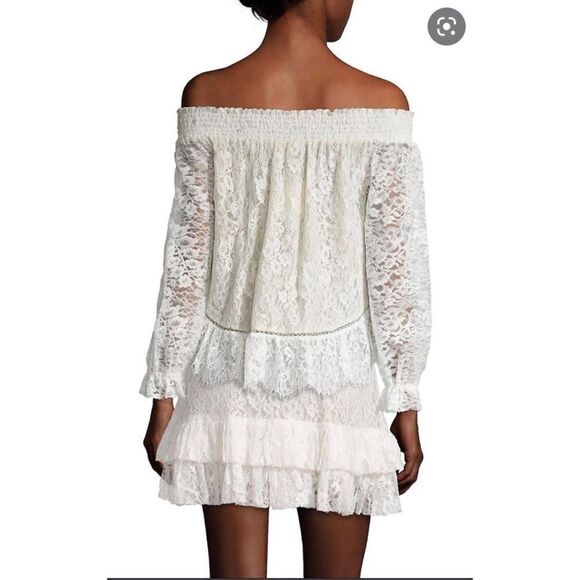 LoveShackFancy Lace Smocked Peplum Top Ivory White - Picture 4 of 11